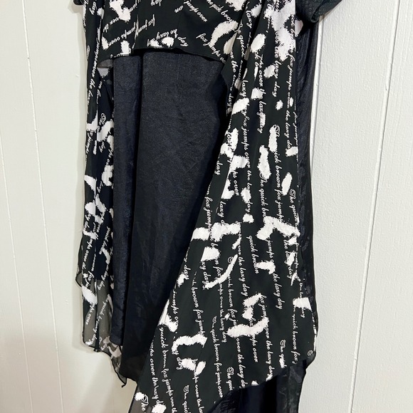 Vanite Couture Black Graphic Print Asymmetrical Tunic Top Size L - Picture 6 of 12